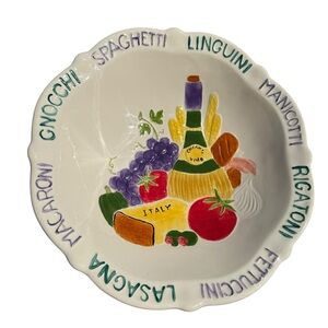 Vintage! 1970s Pasta Bowl Hand Crafted Italian Food & Wine Design Pasta Names